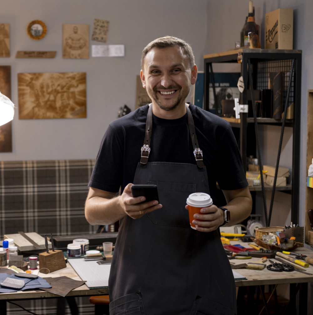 Business owner at work
